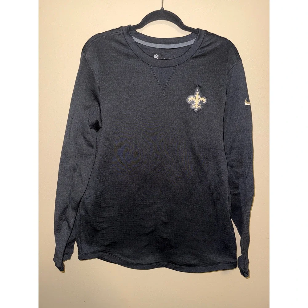 Men Nike Black New Orlean Saint 2023 Sideline Throwback Waffle Long Sleeve Top L